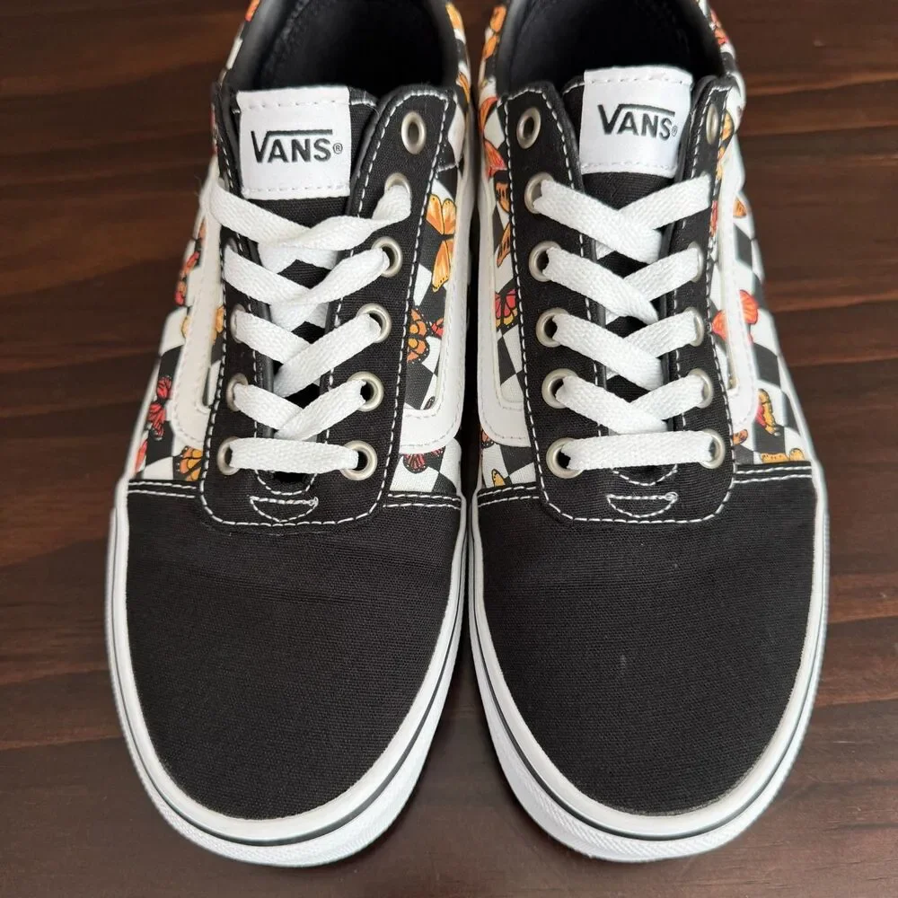 Size 8.5 - Vans® Ward Checkerboard Butterfly Low Top Lace-up Sneakers - Missy